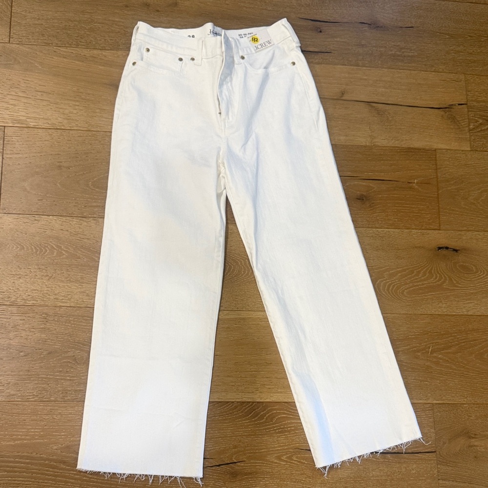 NEW J.Crew Straight Leg Crop White Jeans